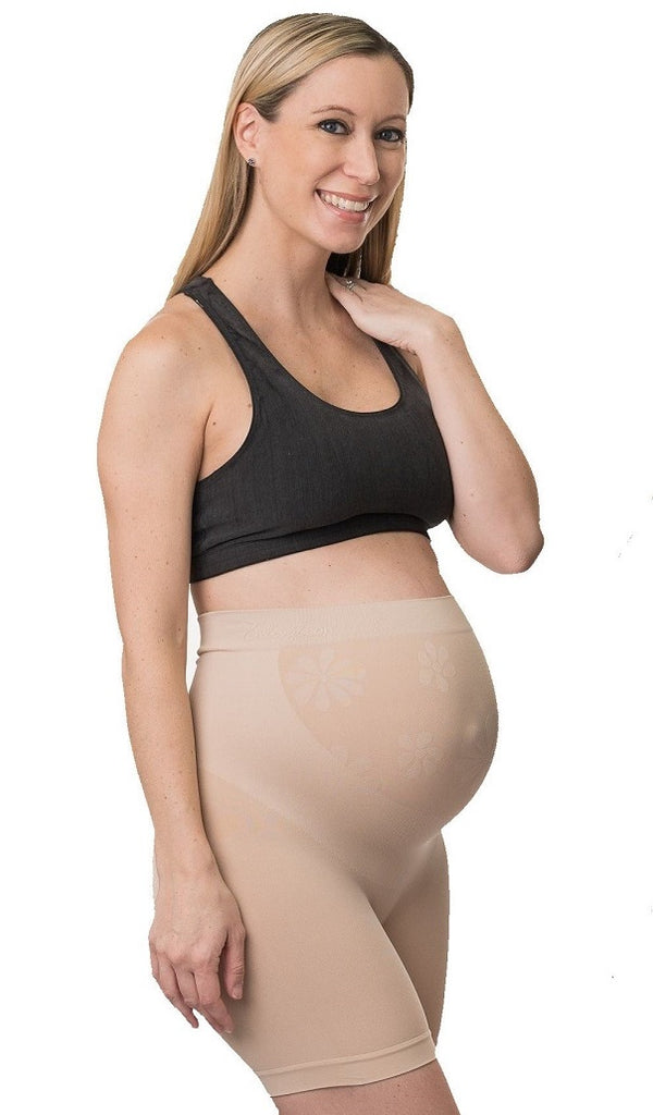 QRIC Baby Bump Full-Panel Maternity Shapewear, High Waisted Mid-Thigh  Pregnancy Underwear Prevent Chaffing Soft Adominal Support